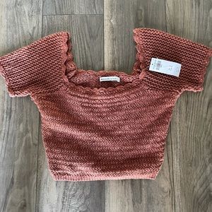 NWT Abercrombie and Fitch crochet square neck tee